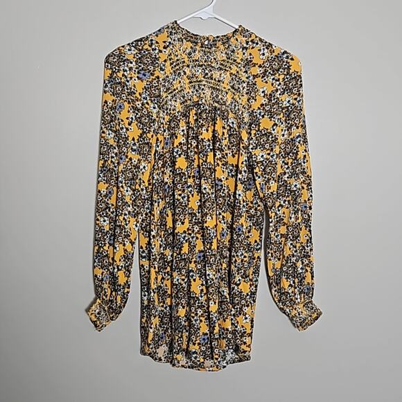 Free People Oversized Flowy Flowers Tunic Top Sz XS - Picture 2 of 8